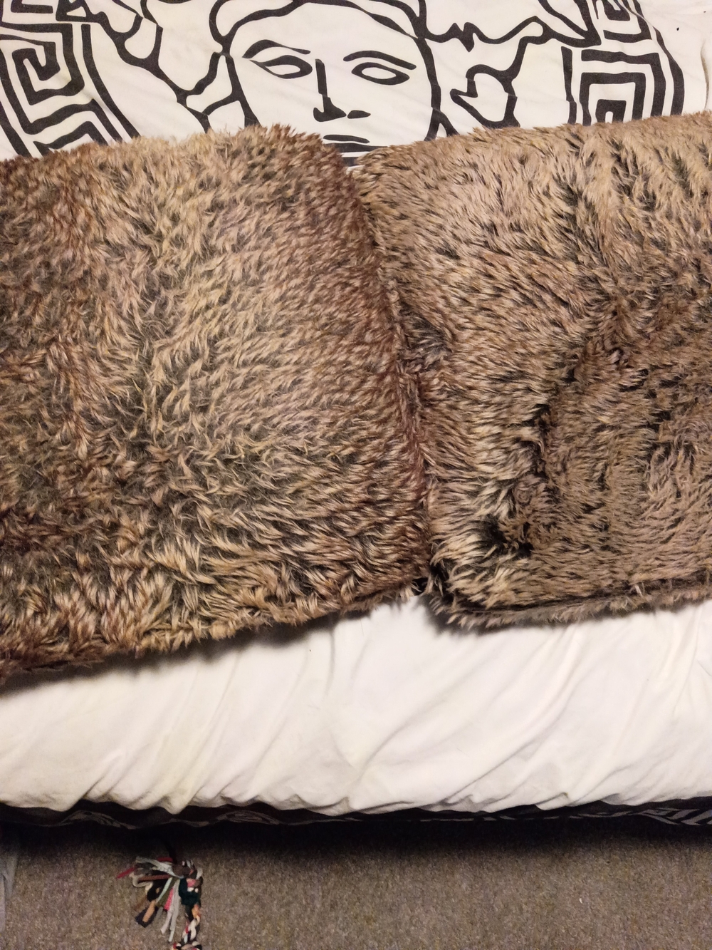 Plush Faux Fur Throw Pillow Covers in Brown - Set of 2